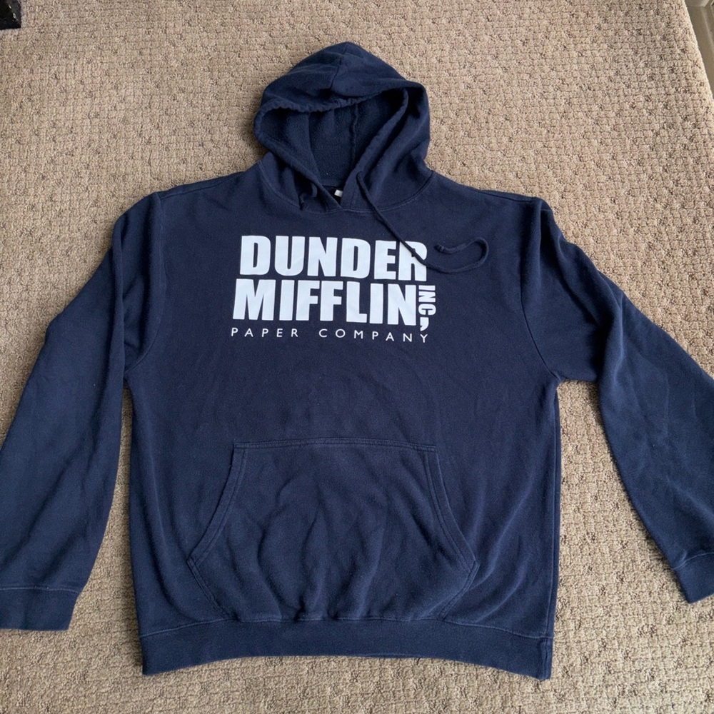 Dunder Mifflin the office navy blue Hoodie Sweatshirt XL no size tag